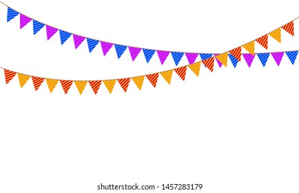 Colored flags on rope decorations icons