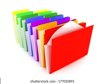 Colored Folders On A White Background