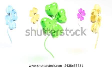 Colored glass clover 3d render