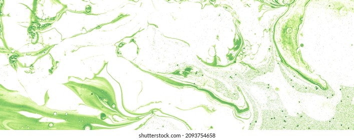 Colored Green Ink Shapes Effect  White Fluid Paint Effect  Artistic Aquamarine Trendy Design Print  Bright Mixed Paint  Modern Light Background Marble 