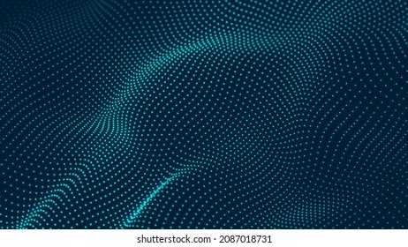 Colored music surface. Beautiful curved wave on a dark background. Digital technology background. 3D rendering - Shutterstock ID 2087018731