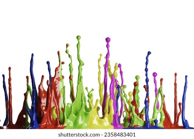 Colored paint splashes isolated on white background. High quality 3D Render. 3D Illustration