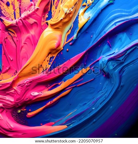 Colored paint splashes on background. 3D render. 3D Illustration