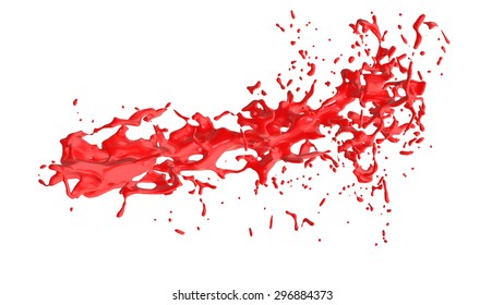 Colored paint splashes on white background 3D rendering
