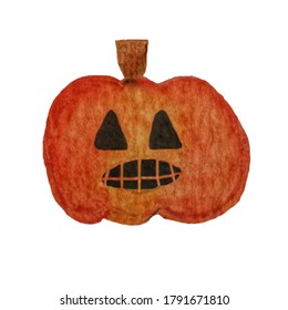 Colored pencil drawing: Halloween pumpkin isolated white background    illustration