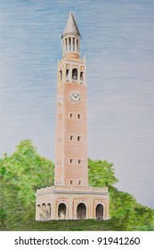 Colored Pencil Drawing Of The UNC Chapel Hill Bell Tower