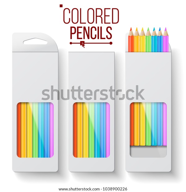 Download Colored Pencils Packaging Top View Pencil Stock Illustration 1038900226 Yellowimages Mockups