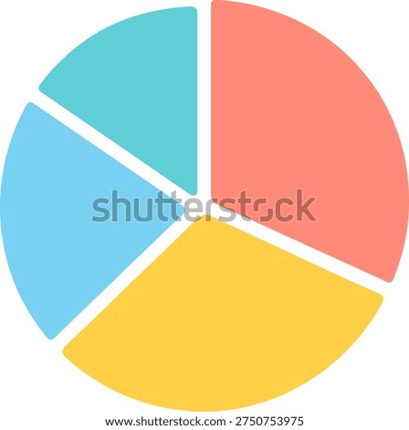 Colored pie chart with five segments flat vector