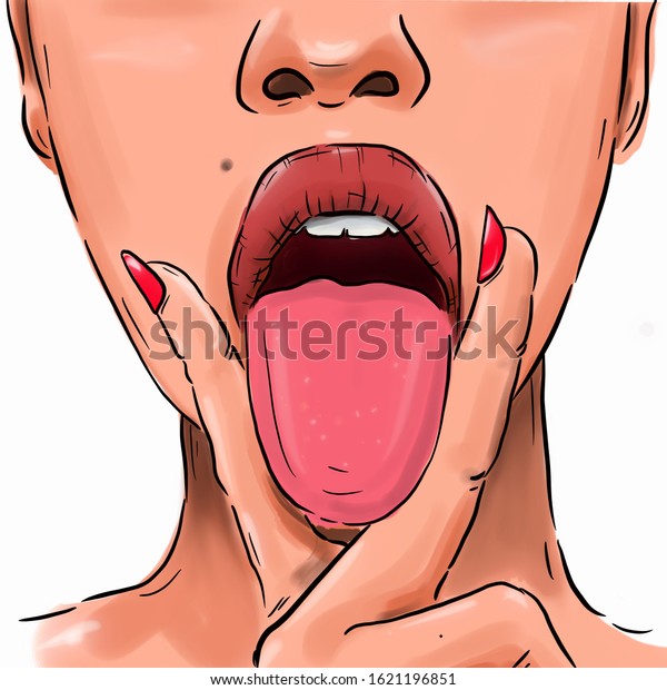 Colored Sexy Mouth Tongue Stock Illustration 1621196851