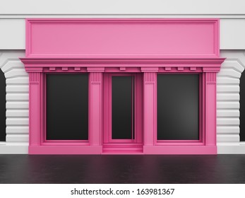 Colored store with empty showcase