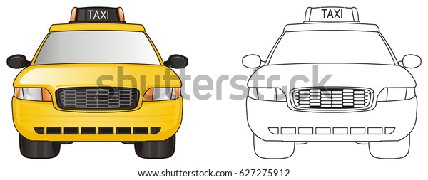 colored taxi car with\
coloring taxi\
car