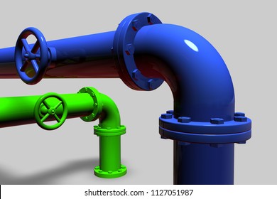Colored tubes on a neutral background, 3D rendering
