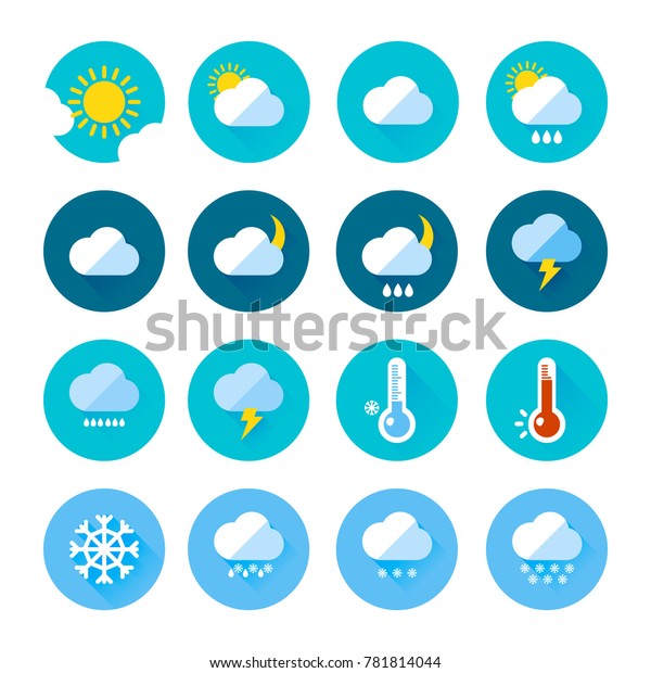 Colored Weather Icons Flat Style Different Stock Illustration 781814044