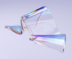 Colorful 3d Fluid Shape Holographic Gradient, Geometric Art Poster Template, Dispersion Effect Glass 3d Rendering
