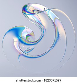 Colorful 3d fluid shape holographic gradient  geometric art poster template  dispersion effect glass 3d rendering