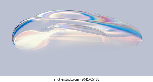 Colorful 3d fluid shape holographic gradient  abstract design element  dispersion effect glass 3d rendering