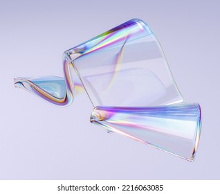 Colorful 3d fluid shape holographic gradient  geometric art poster template  dispersion effect glass 3d rendering