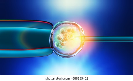 Colorful 3d Illustration of a in-vitro fertilization of an egg cell