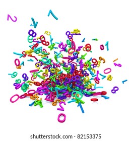 Colorful 3d numbers exploded
