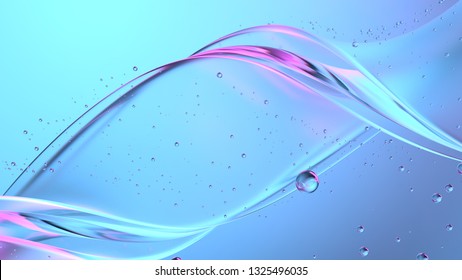 Colorful 3d render abstract modern glass flow background. Liquid forms. Glass spheres.