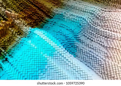 Colorful 3D rendering. Shape composition, geometric structure blocks, for design texture or background.