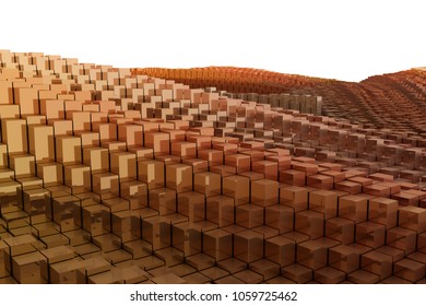 Colorful 3D rendering. Shape composition, geometric structure blocks, for design texture or background.