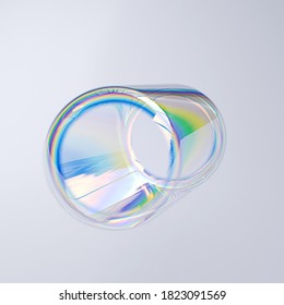 Colorful 3d shape cylinder holographic gradient  geometric art poster template  dispersion effect glass 3d rendering