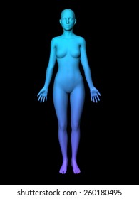 colorful 3D woman full-length picture on black background.smooth style.