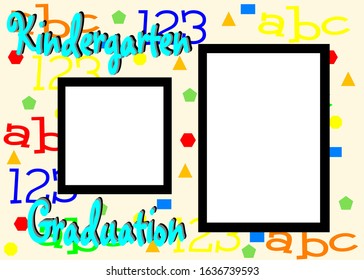 Colorful ABC 123 Kindergarten Graduation Invitation Background Illustration