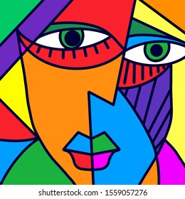 Colorful Abstract Art Face Design Stock Illustration 1559057276 ...