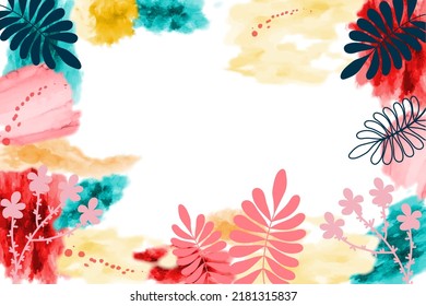 colorful abstract background, colorido, folhas, aquarela, fundo, tinta, verao, fundo alegre, rosa, natureza