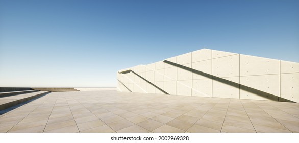 Colorful Abstract Background: Geometric Building Of Cement.

(Car Backplate, 3D Rendering Computer Digitally Generated Illustration.)