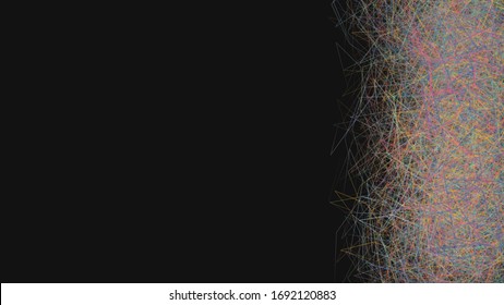 Colorful abstract complexity of textile texture on the dark background. Horizontal background with 16:9 aspect ratio.