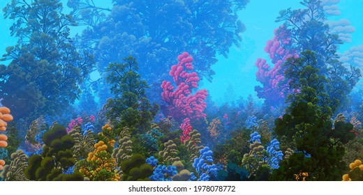 Colorful abstract garden. Digital art. 3D illustration. - Shutterstock ID 1978078772