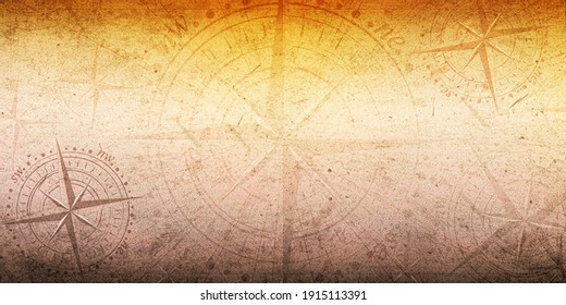 Colorful Abstract old ancient compass with hard texture background wallpaper. multiple compass in different positions with old grunge texture.