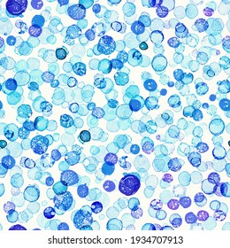 Colorful, abstract pattern seamless texture background with blue pink watercolor dots, spots. Trendy vintage fabric, wallpaper, surface, repeat wrapping, wallpaper illustration