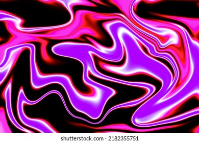 Colorful Abstract Psychedelic Neon Liquid Backdrop. Water Ink Or Acrylic Paint Marbled Iridescent Vivid Texture.