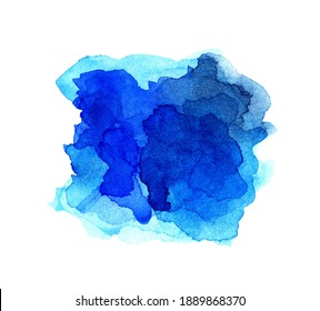 Colorful abstract watercolor stain with splashes and splashes. Modern creative background for trendy design. Abstract splash of watercolor. A drop of watercolors. Isolated on white background.