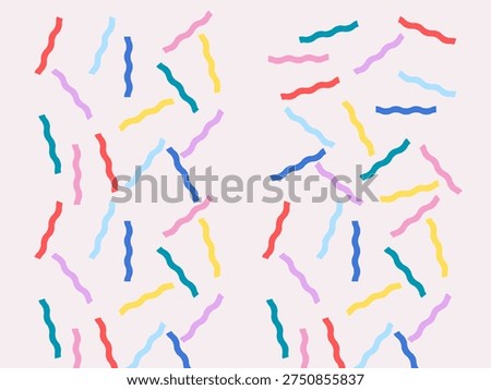 Colorful Abstract Zigzag Line Pattern on Soft Pink Background
