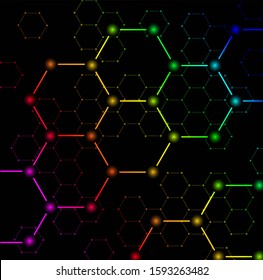 Colorful Aromatic And Benzene Rings Molecules, Organic Chemistry, Hexagons Molecular Background