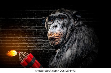 colorful artistic monkey in