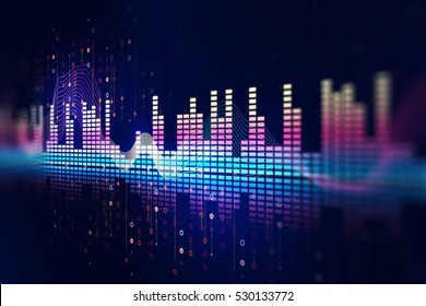 Colorful Audio Waveform Abstract Technology Background ,represent Digital Equalizer Technology
