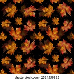 Colorful autumn leaves create a vibrant pattern against a dark background in fall decor - Powered by Shutterstock