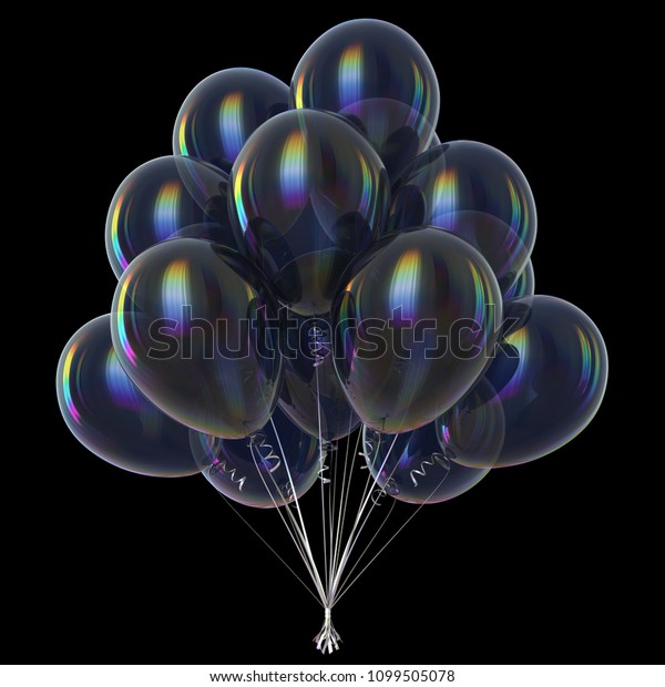 Colorful Balloons Black Carnival Party Decoration Stock