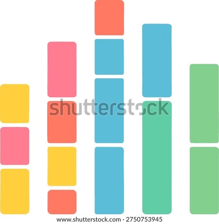 Colorful bar chart graph flat png illustration