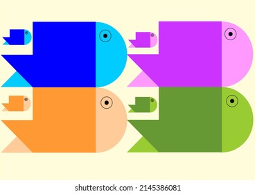 Colorful Beautiful Mother And Baby Fish Illustration
