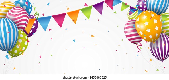 Colorful Birthday balloon with confetti - Powered by Shutterstock