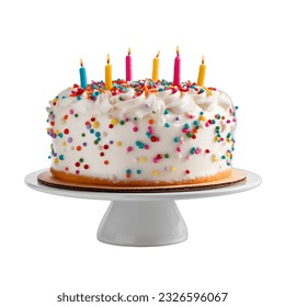 Colorful Birthday Cake isolated on white background. - Powered by Shutterstock