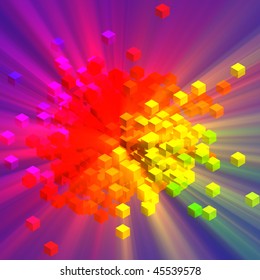 Colorful blocks cubes of data concept information illustation glowing light