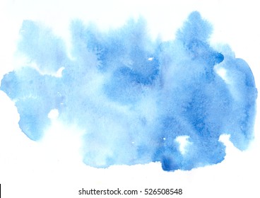 Colorful blue watercolor splash background. Design artistic element for banner, print, template, cover, decoration